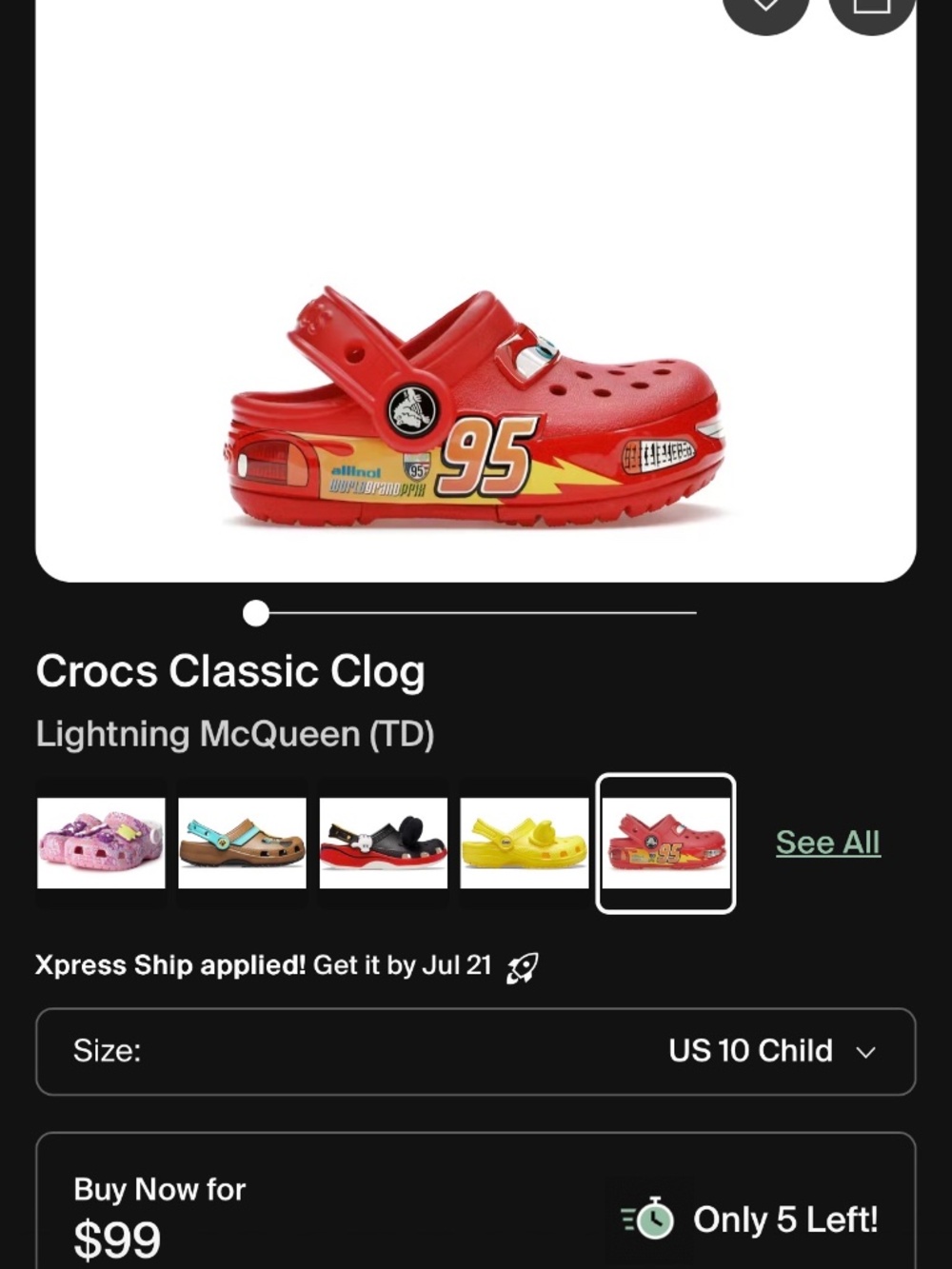 Toddler Lightning McQueen Crocs